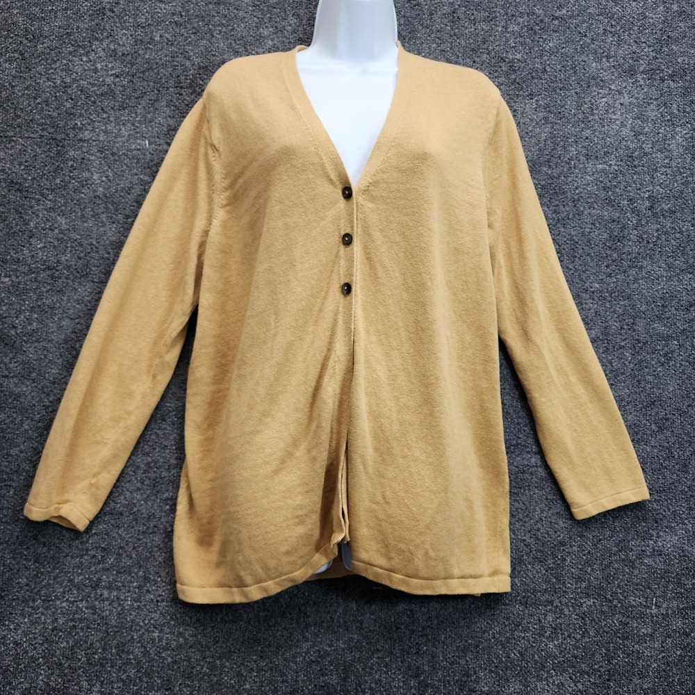 J. Jill Women's Linen Blend V-Neck Button Cardigan Boho Minimalist Layering XL